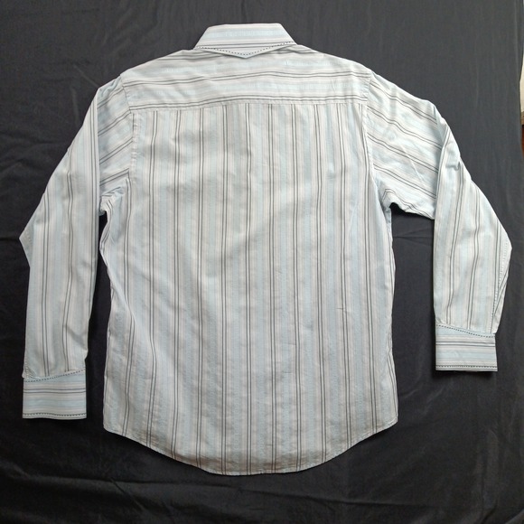 7 Diamonds Mens XL Long Sleeve Button Down Blue White Striped Cotton Shirt - Picture 2 of 13